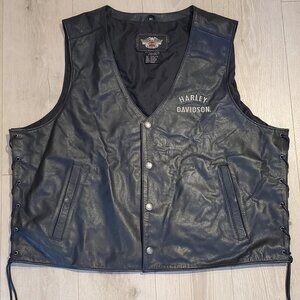 Harley-Davidson Leather Motorcycle Vest | Men’s 3XL | Black | Lace-Side